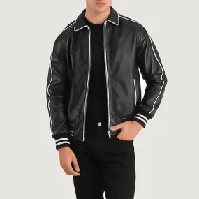 Cooper Black Leather Varsity Jacket