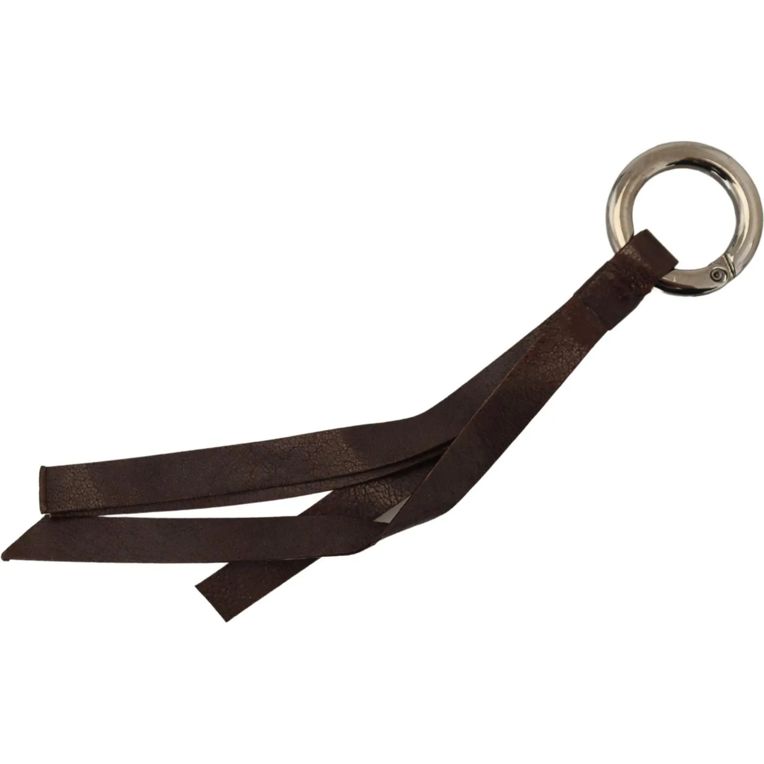 Costume National Chic Brown Leather Keychain with Brass Accents