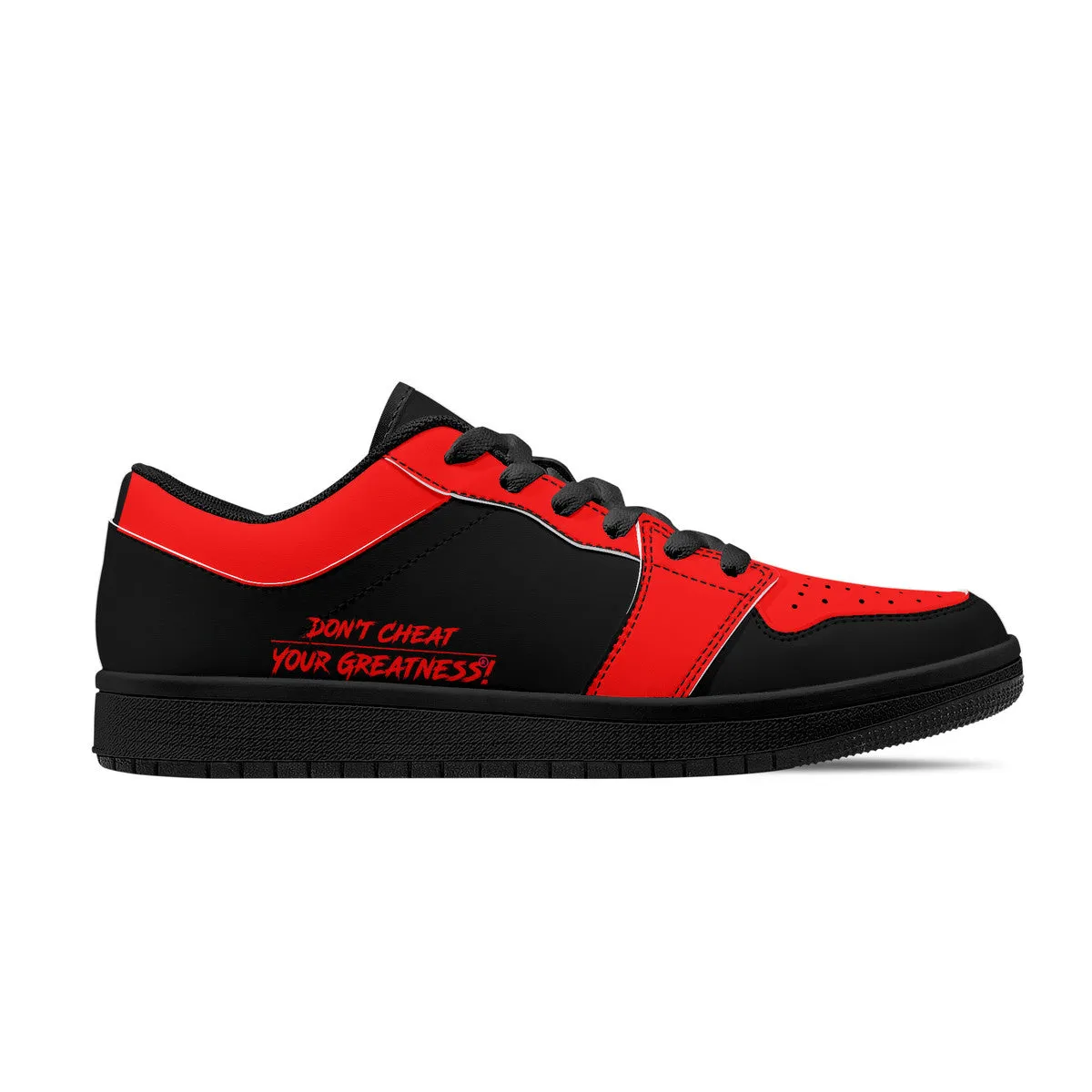 DCYG 4G's Black & Red, Black Sole Low-Top Leather Sneakers