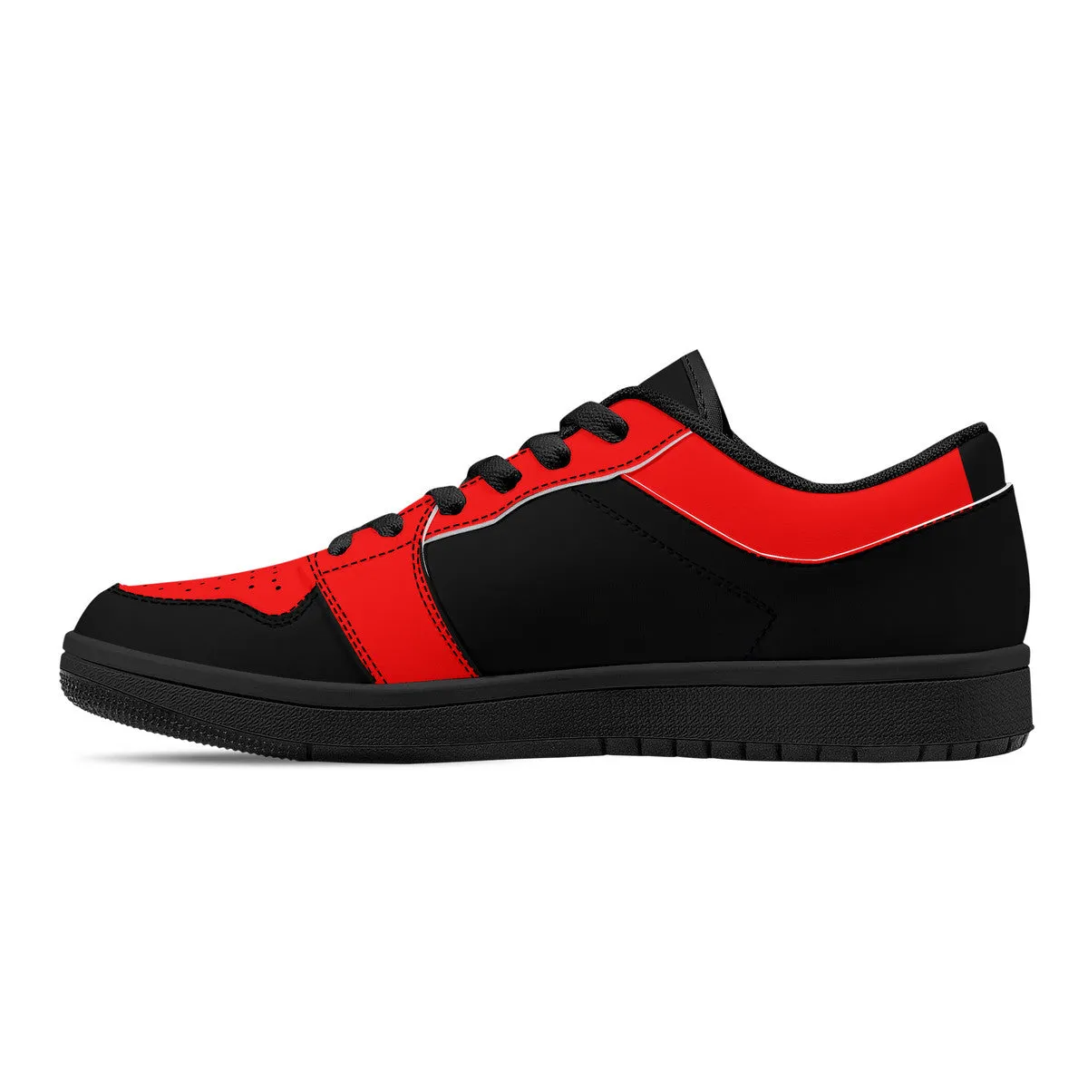 DCYG 4G's Black & Red, Black Sole Low-Top Leather Sneakers