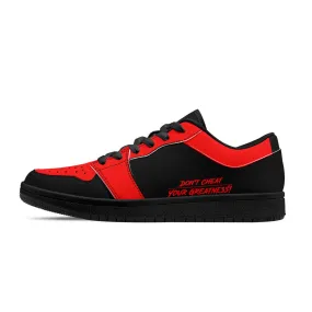 DCYG 4G's Black & Red, Black Sole Low-Top Leather Sneakers