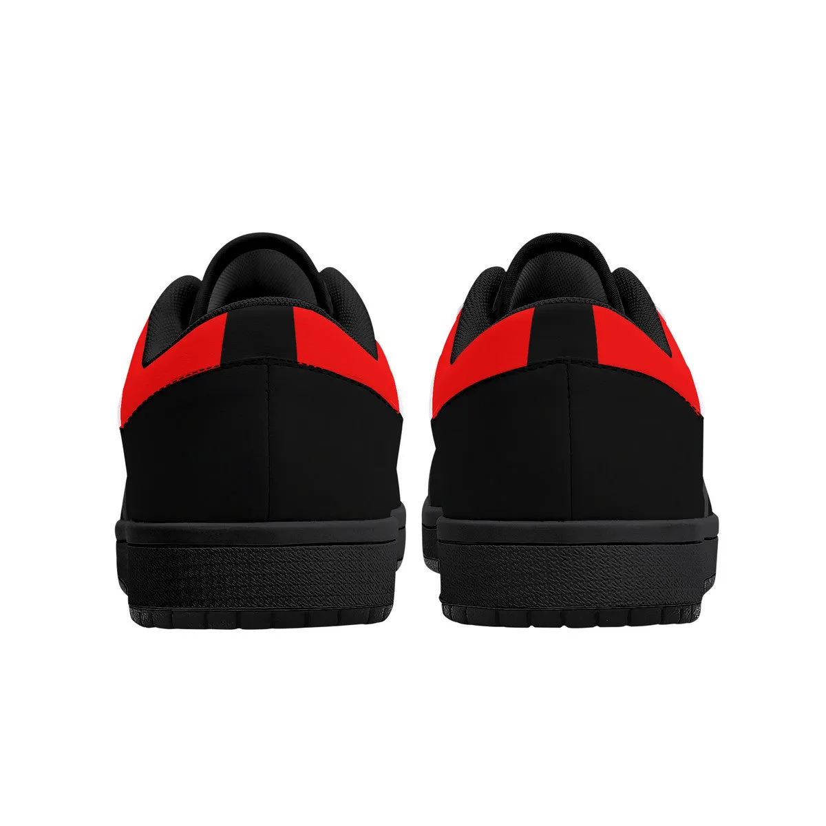 DCYG 4G's Black & Red, Black Sole Low-Top Leather Sneakers