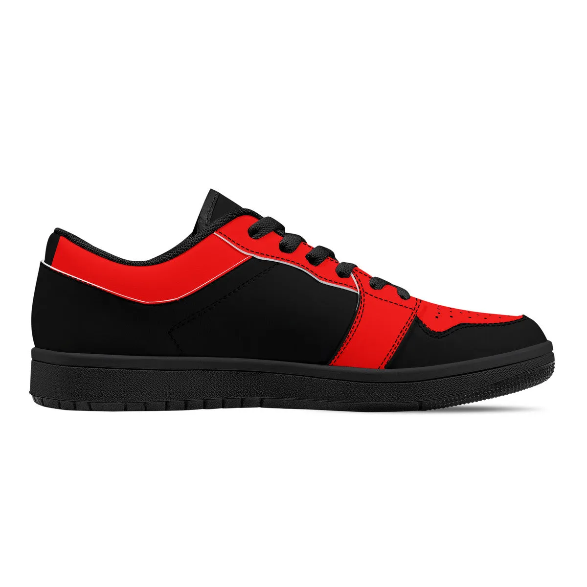 DCYG 4G's Black & Red, Black Sole Low-Top Leather Sneakers