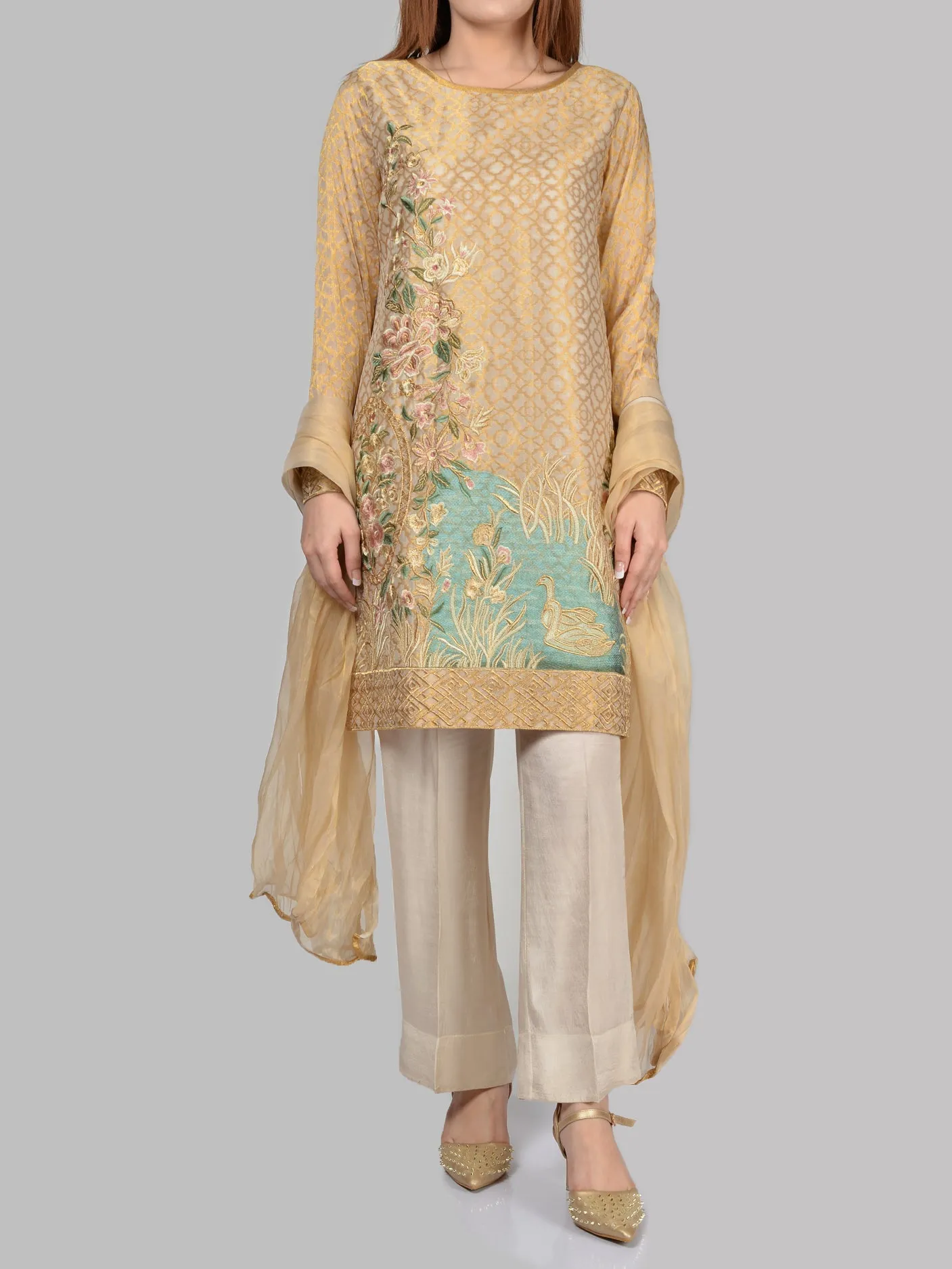 Embroidered Jacquard Suit