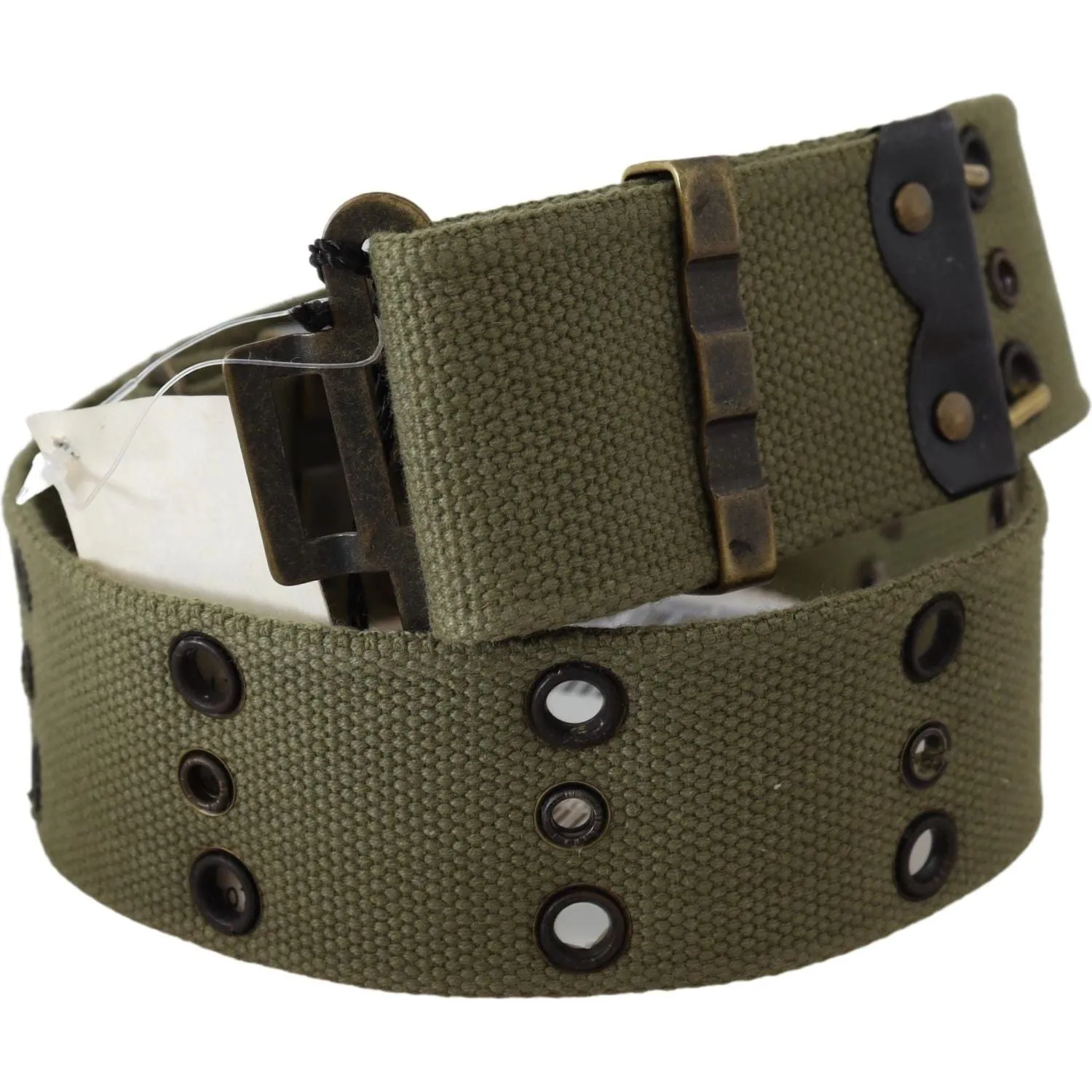 Ermanno Scervino Chic Army Green Cotton Waist Belt