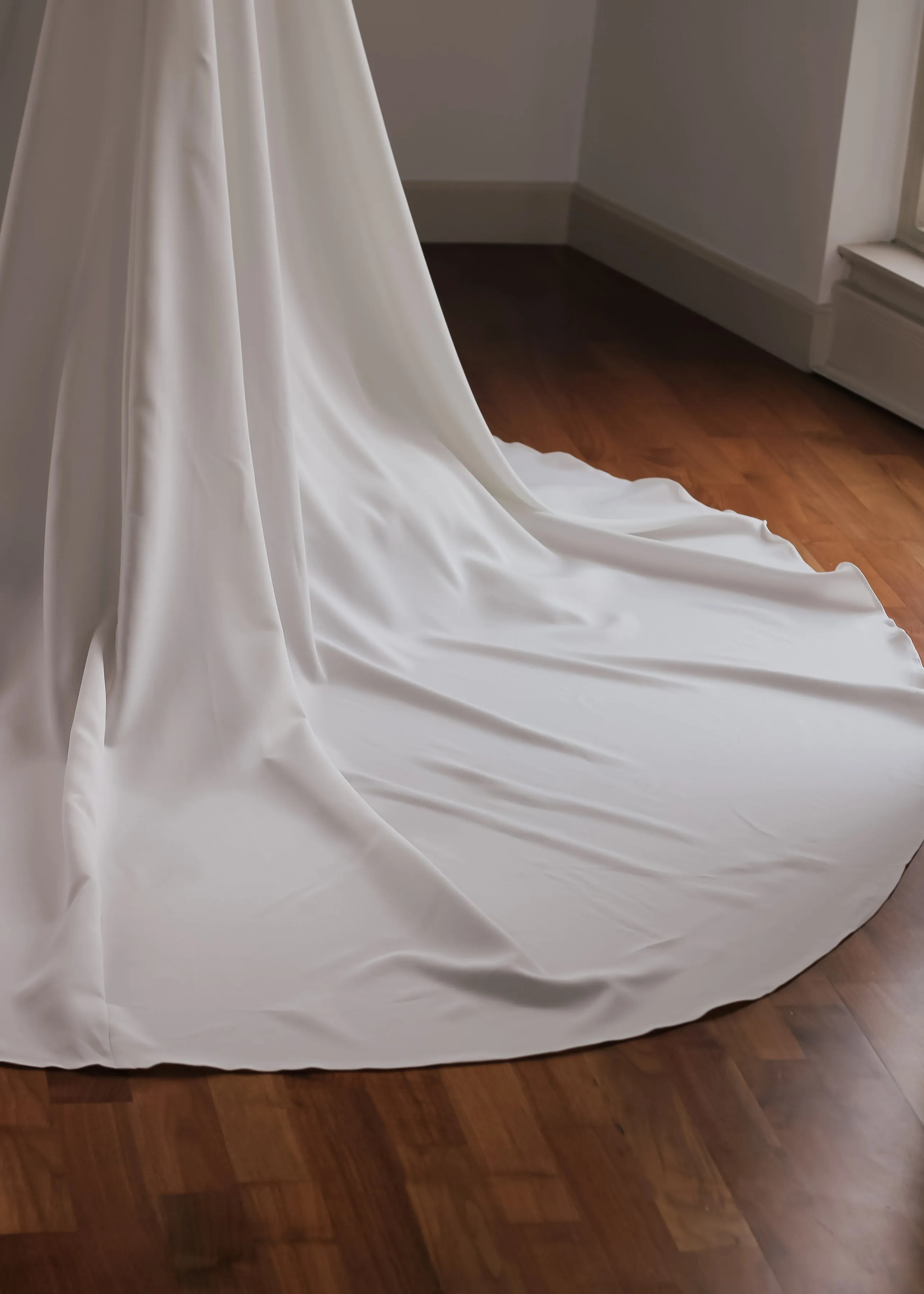 Extra Long Detachable Crepe Wedding Overskirt