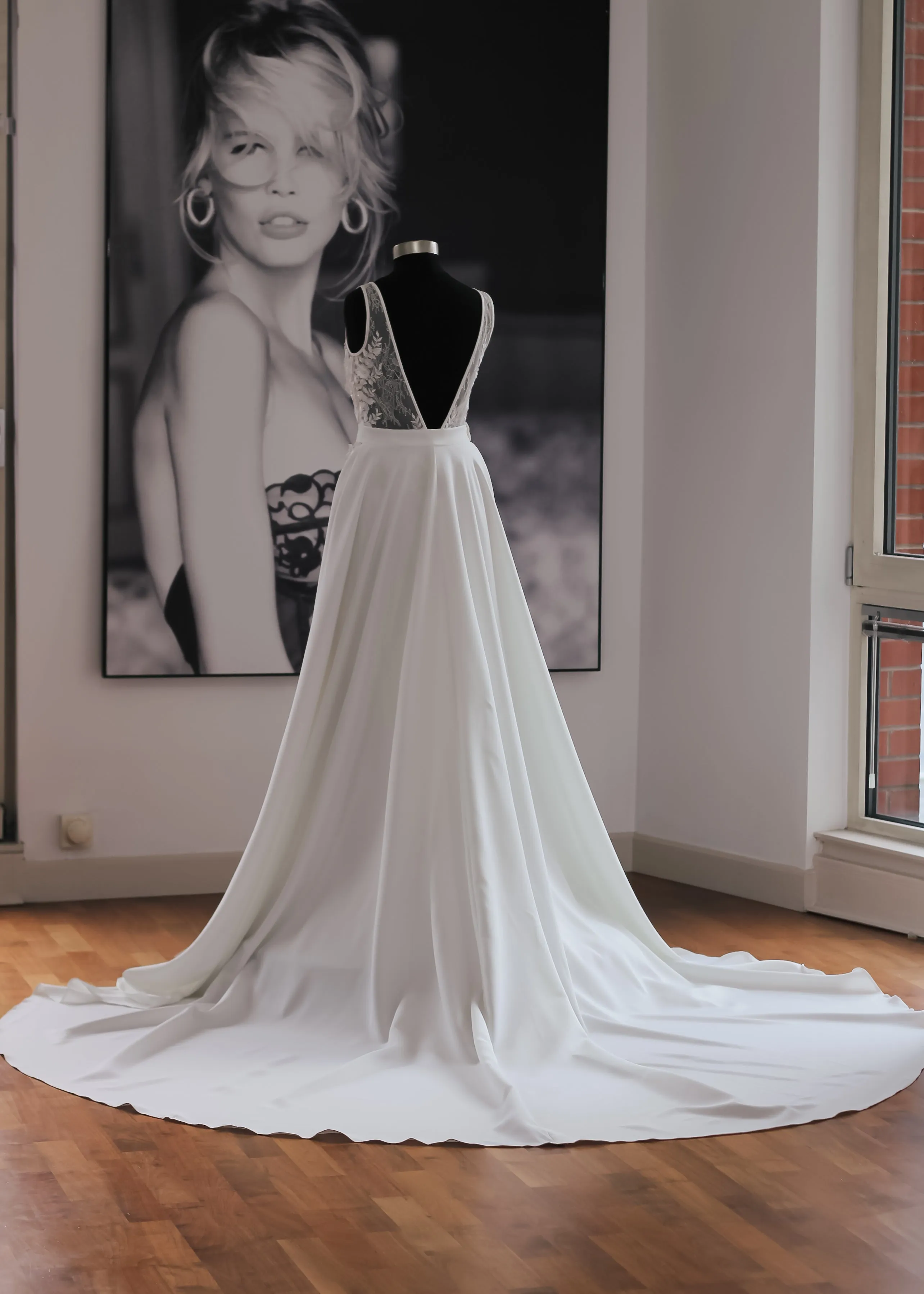 Extra Long Detachable Crepe Wedding Overskirt