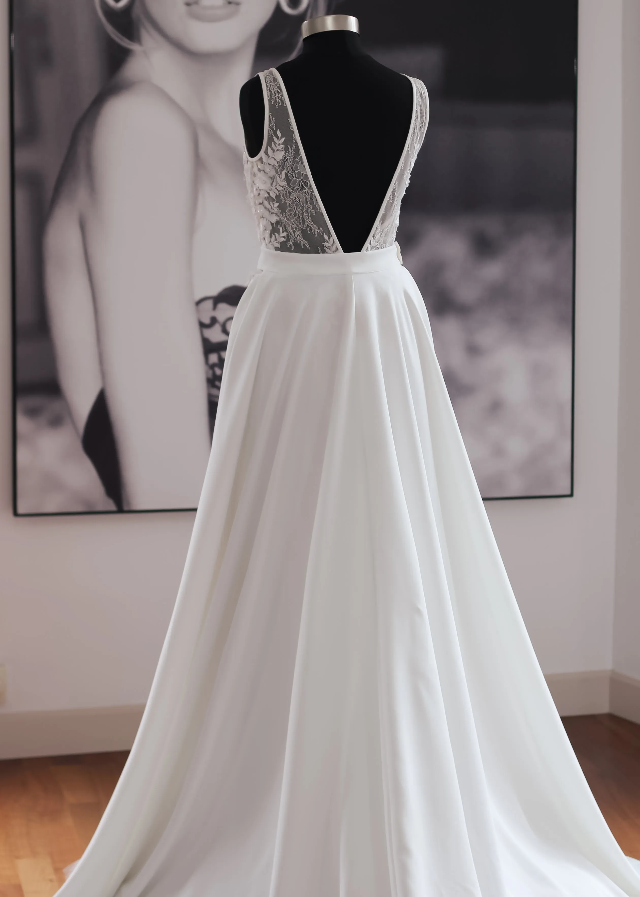 Extra Long Detachable Crepe Wedding Overskirt