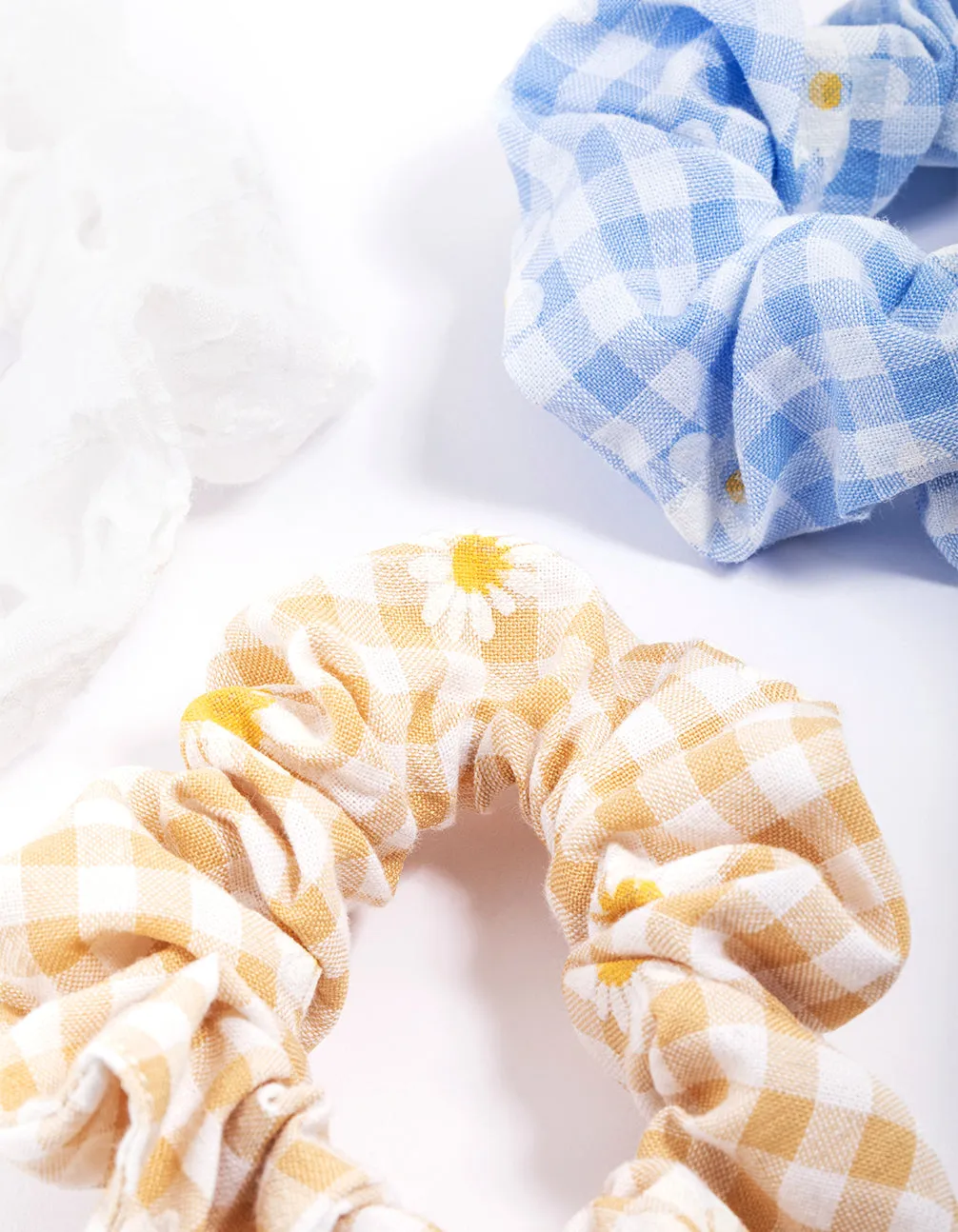 Fabric Mixed Checkered Pattern Scrunchie Pack