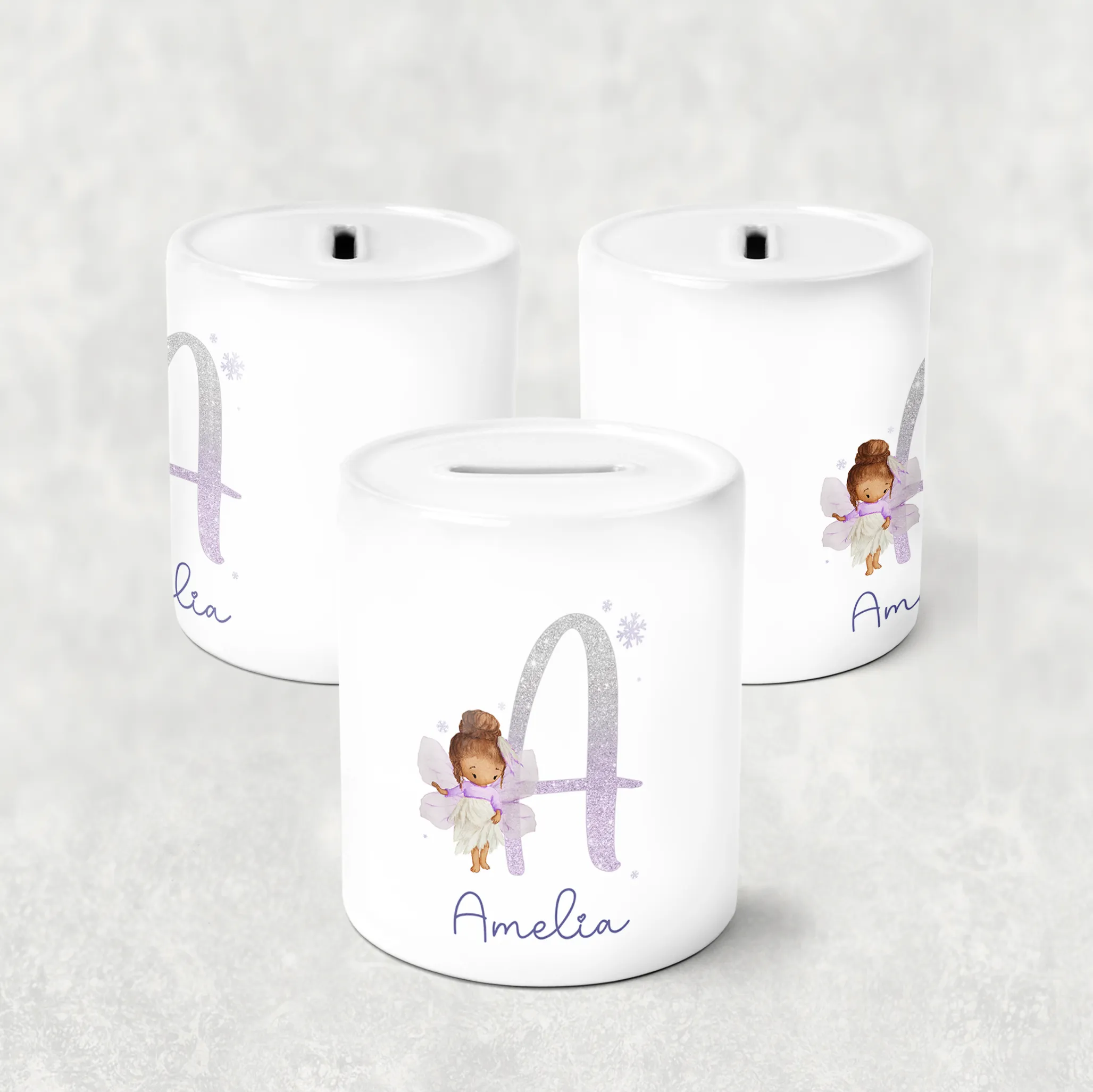 Fairy Glitter Alphabet Personalised Money Savings Pot