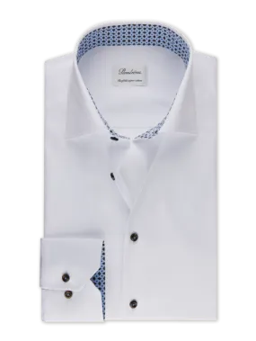 Fitted Body White Contrast Twill Shirt 684771 0547 000