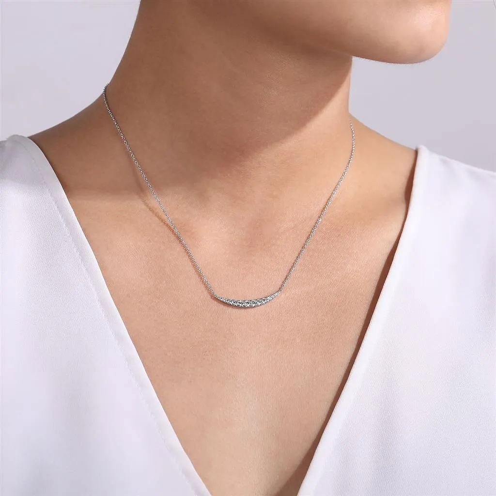 Gabriel & Co. 14K White Gold Curved Diamond Bar Necklace - .47cttw