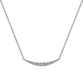 Gabriel & Co. 14K White Gold Curved Diamond Bar Necklace - .47cttw