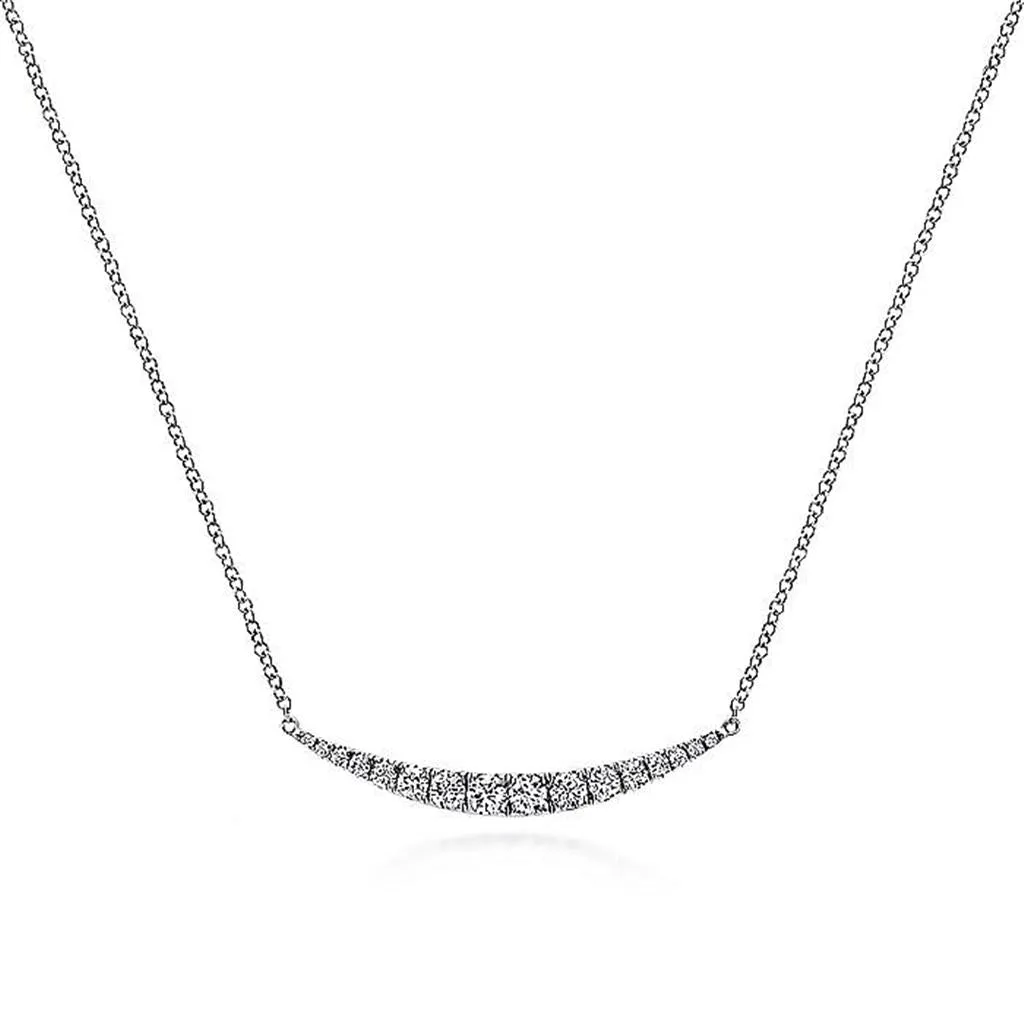 Gabriel & Co. 14K White Gold Curved Diamond Bar Necklace - .47cttw