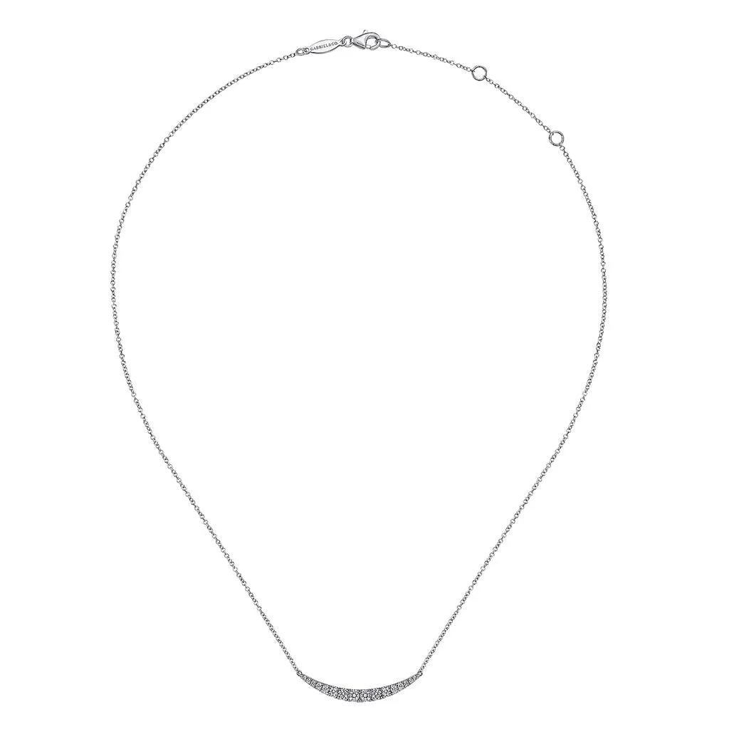 Gabriel & Co. 14K White Gold Curved Diamond Bar Necklace - .47cttw