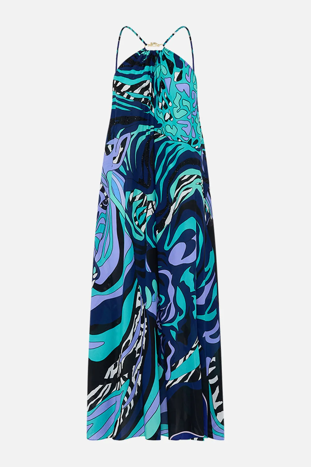 GATHER NECK HALTER MAXI DRESS VIVIDLY VENICE