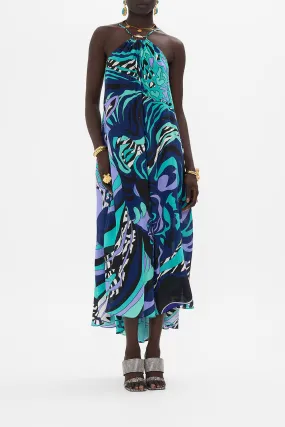 GATHER NECK HALTER MAXI DRESS VIVIDLY VENICE