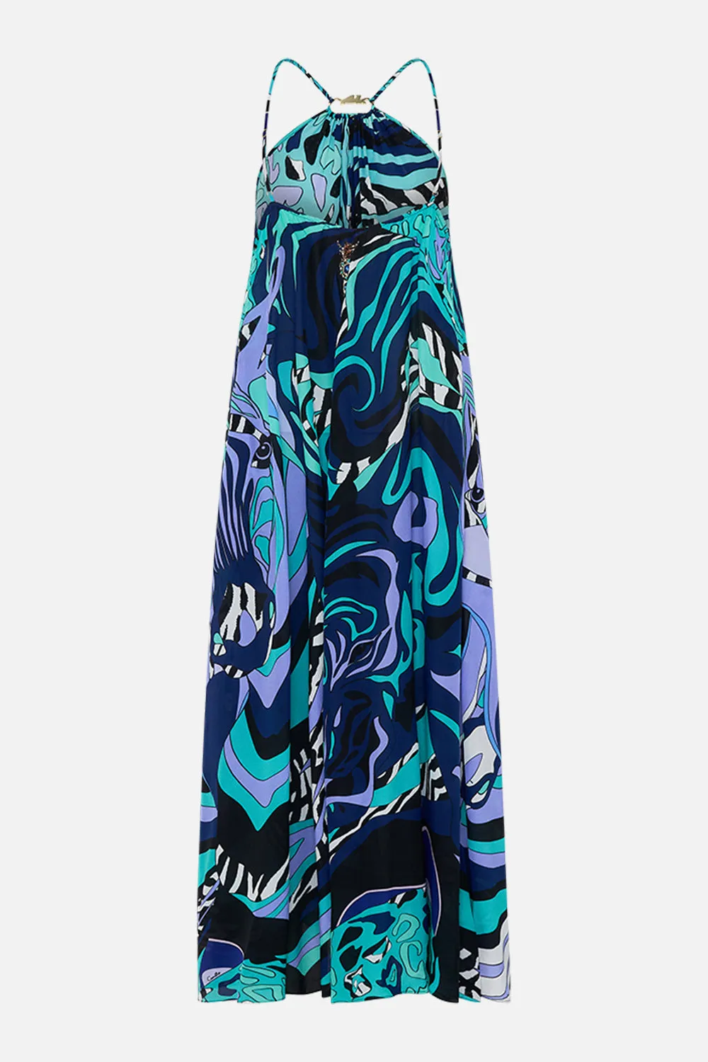 GATHER NECK HALTER MAXI DRESS VIVIDLY VENICE