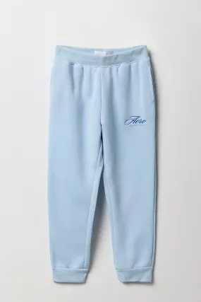 Girls Blue Aero Embroidered Fleece Jogger