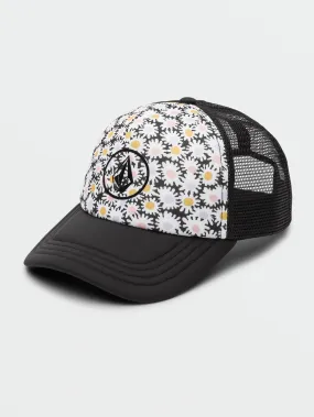 Girls Hey Slims Hat - Black Floral Print