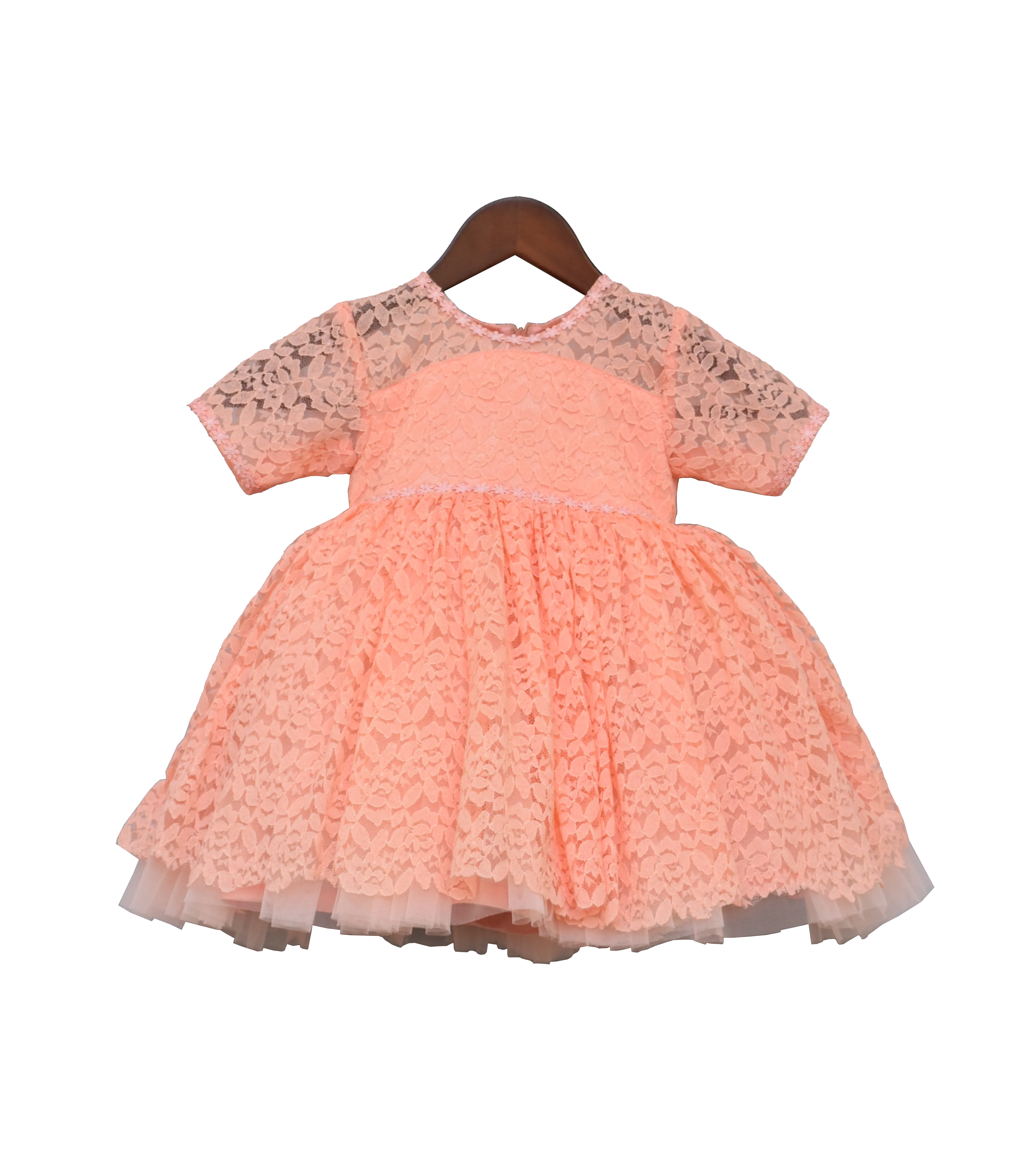 Girls Peach Shanti Layer Frock