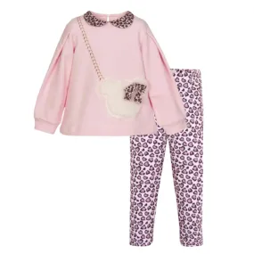 Girls Pink Leopard Print Legging Set