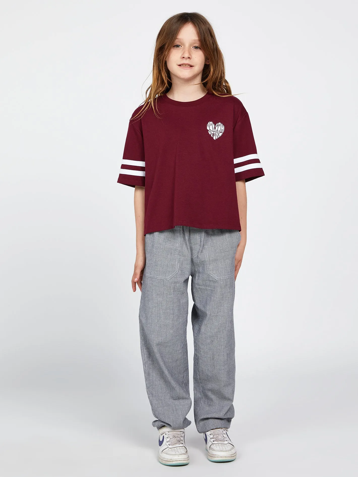 Girls Truly Stoked Short Sleeve Tee - Burgundy