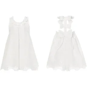 Girls White Bow Dress