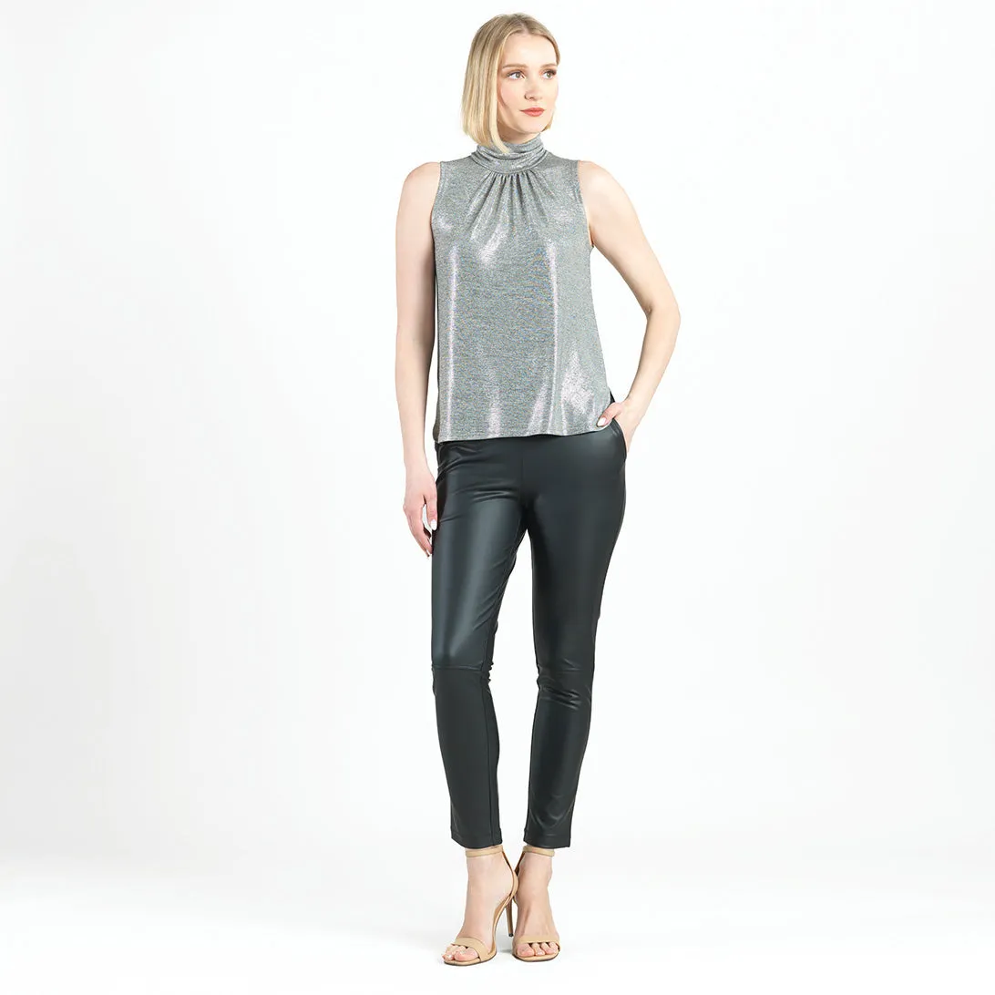 Glimmer Lamé - Sleeveless Pleated Detail Tank - Silver - Limited Sizes!