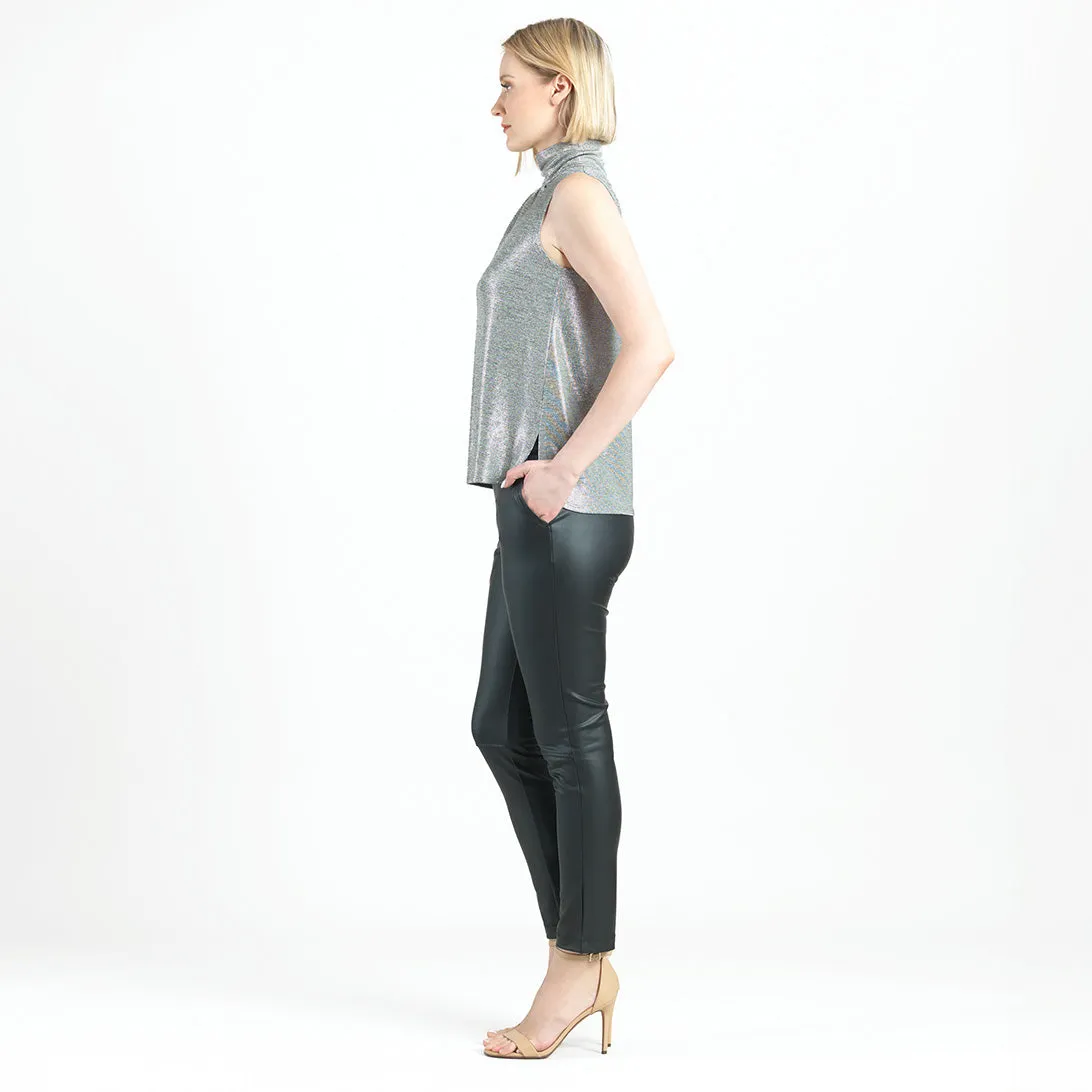 Glimmer Lamé - Sleeveless Pleated Detail Tank - Silver - Limited Sizes!