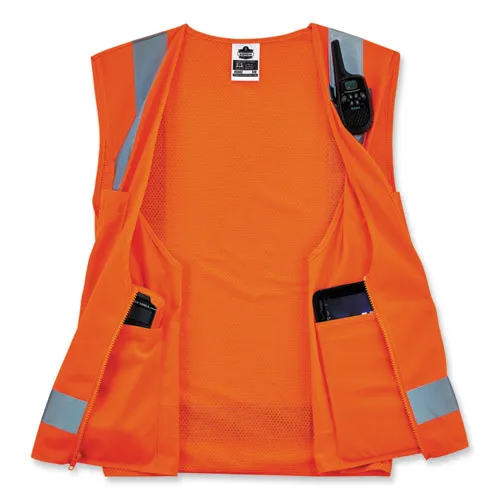 Glowear 8249z-s Single Size Class 2 Economy Surveyors Zipper Vest, Polyester, Large, Orange, Ships In 1-3 Business Days