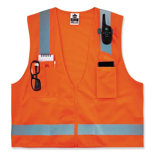 Glowear 8249z-s Single Size Class 2 Economy Surveyors Zipper Vest, Polyester, Large, Orange, Ships In 1-3 Business Days