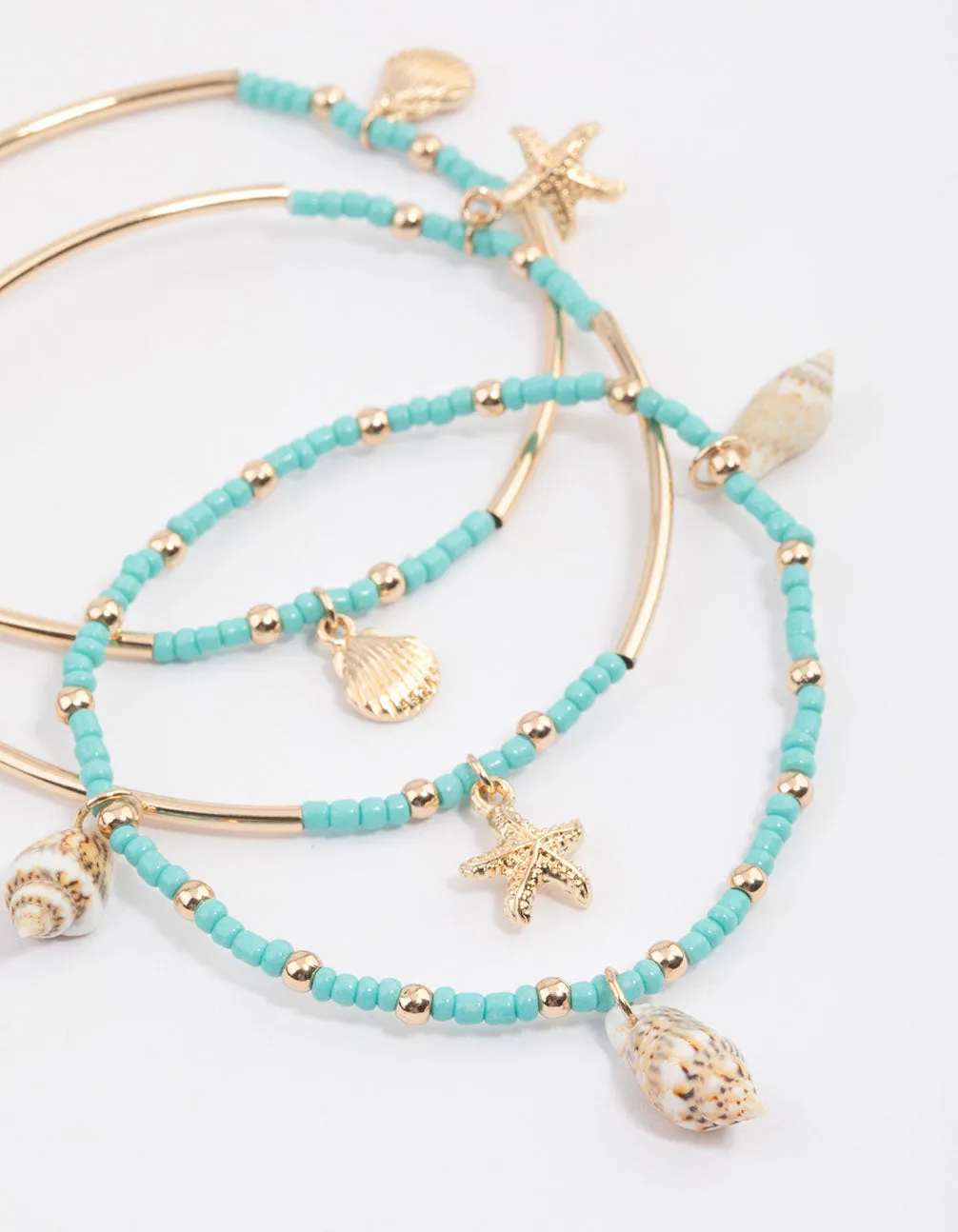 Gold Bold Bar Starfish Adjustable Bracelet