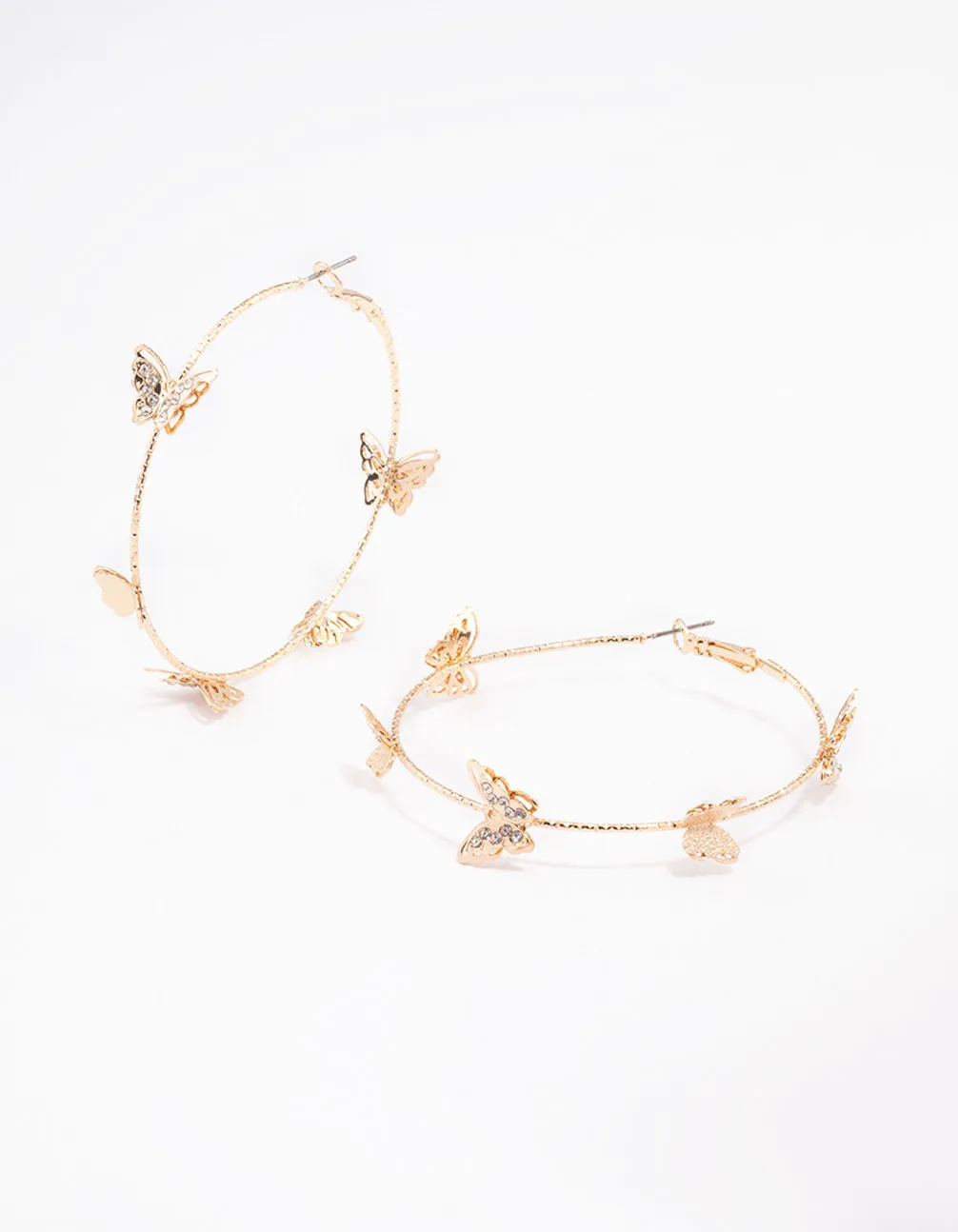 Gold Butterfly Hoop Earrings