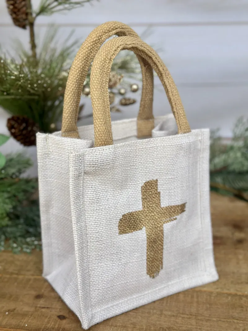 Gold Cross Gift Tote - Natural