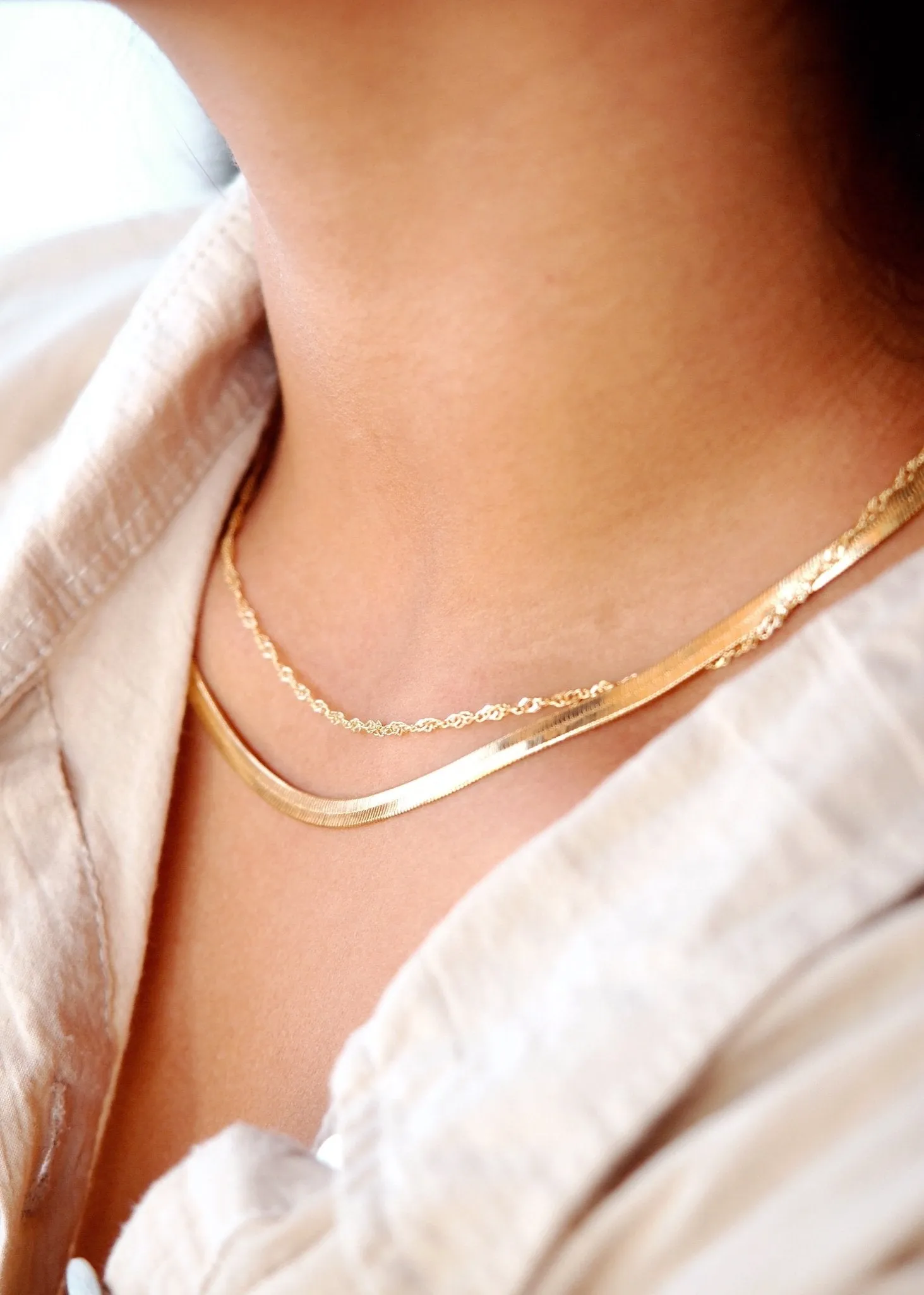 Gold Filled Singapore Chain Necklace - Luana