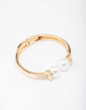 Gold Pearl Bold Wrist Cuff