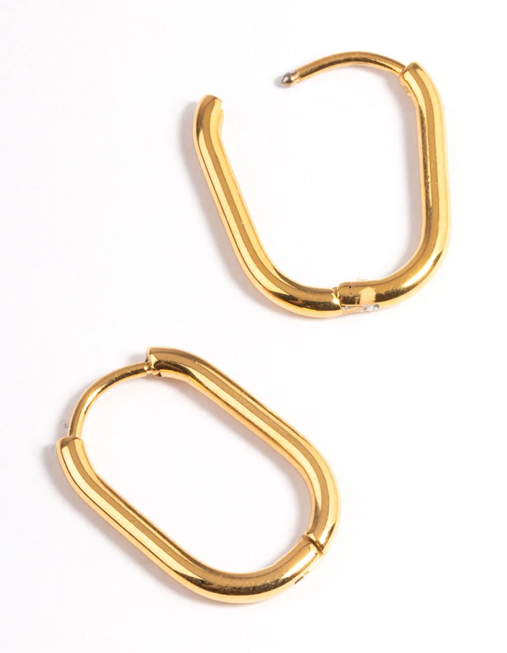 Gold Plated Surgical Steel Rounded Rectangle Hoop Earrings