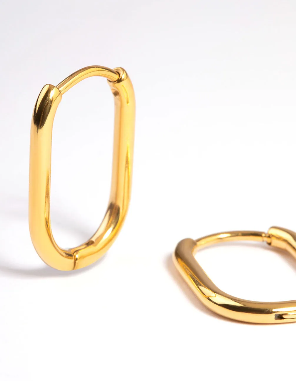 Gold Plated Surgical Steel Rounded Rectangle Hoop Earrings