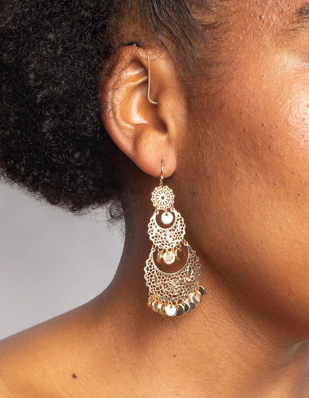 Gold Stamp Drop Earrings