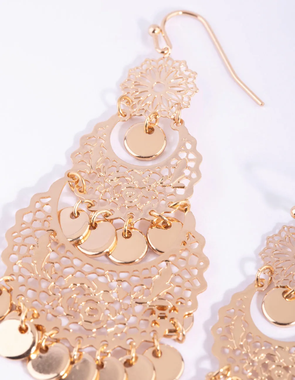 Gold Stamp Drop Earrings