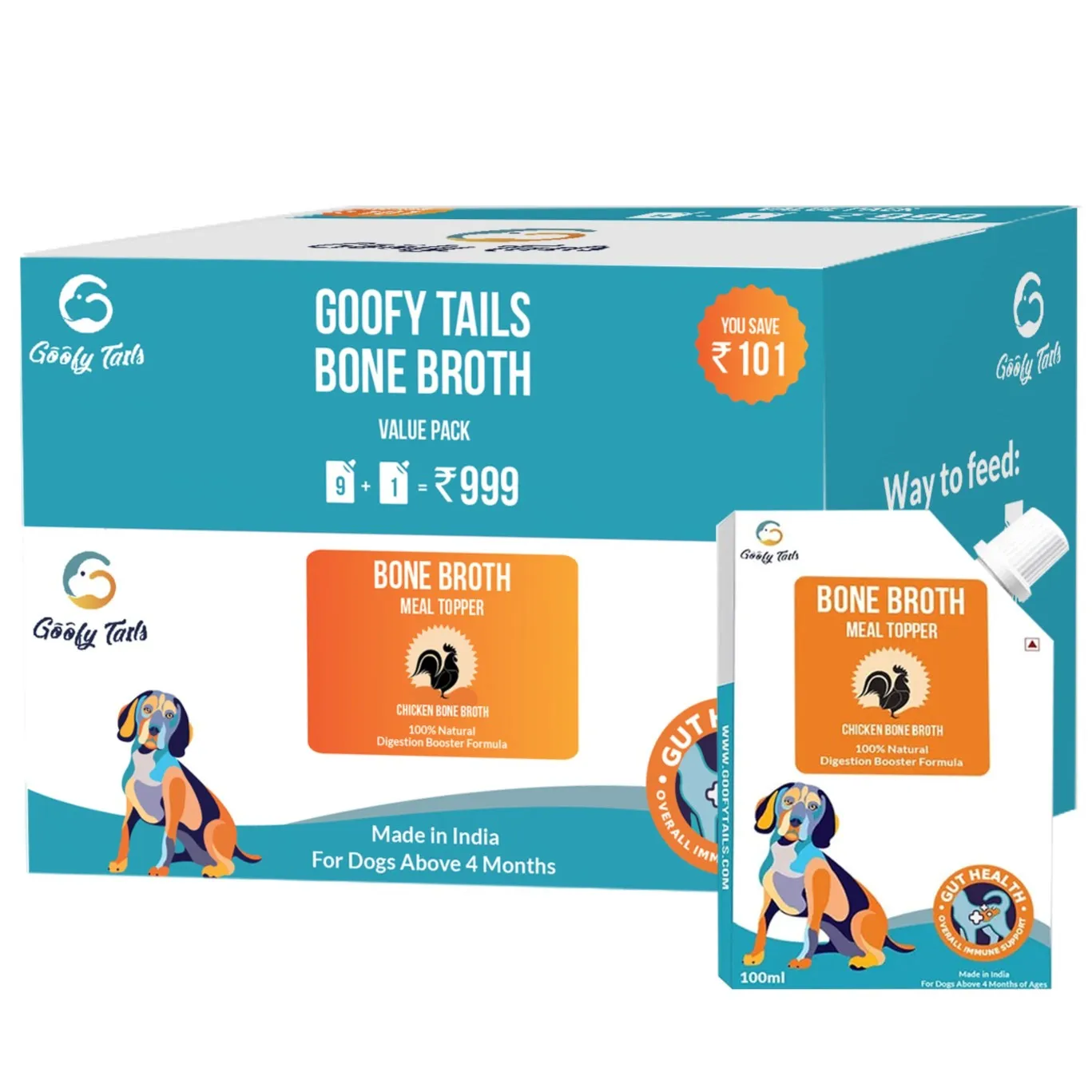 Goofy Tails Bone Broth for Dogs and Puppies (Value Pack 9 1)