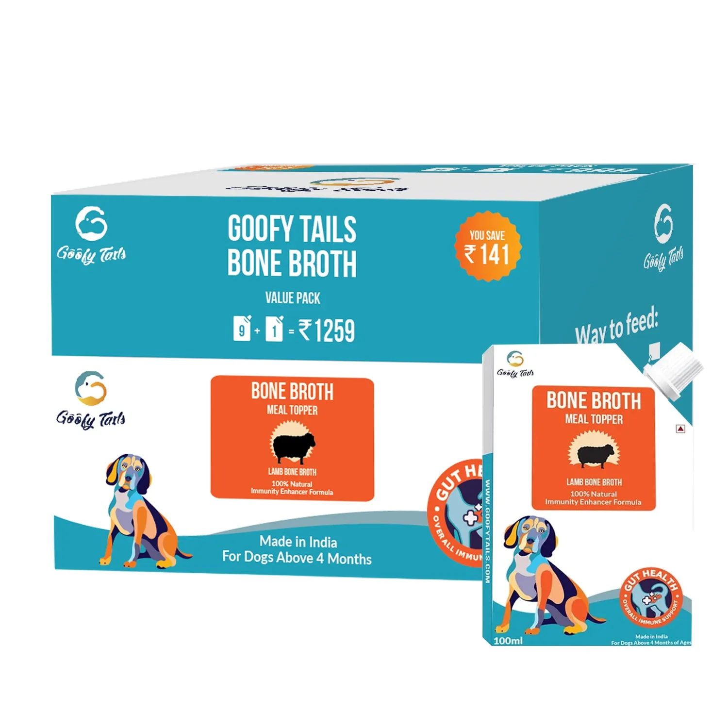 Goofy Tails Bone Broth for Dogs and Puppies (Value Pack 9 1)