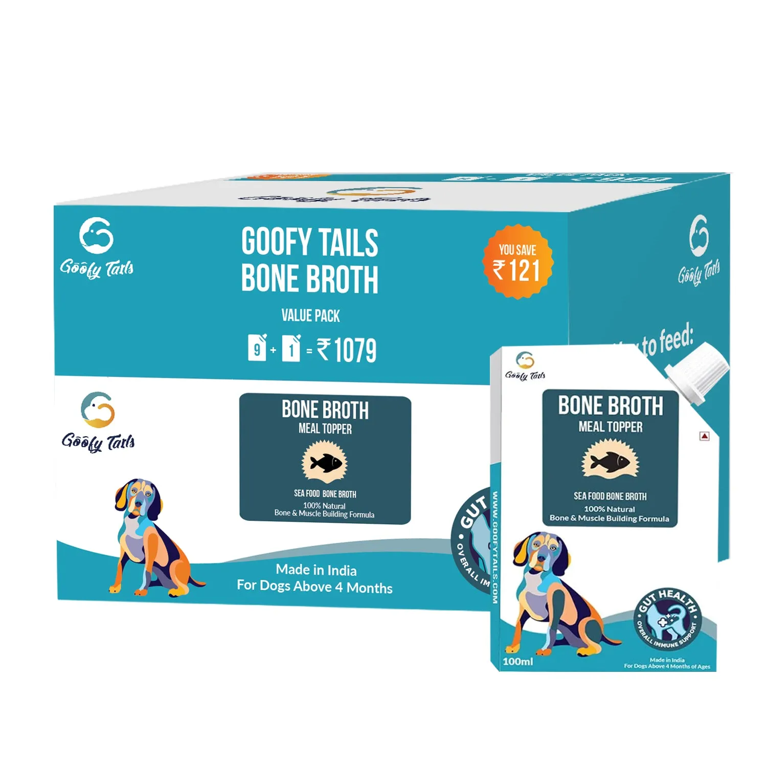 Goofy Tails Bone Broth for Dogs and Puppies (Value Pack 9 1)