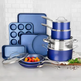 Granitestone Blue Basics 15 Piece Cook & Bake Essentials Set