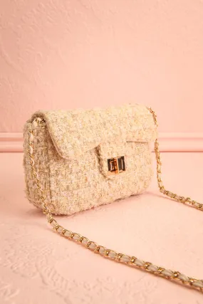 Harmonia Beige | Small Clutch Bag w/ Chain Strap