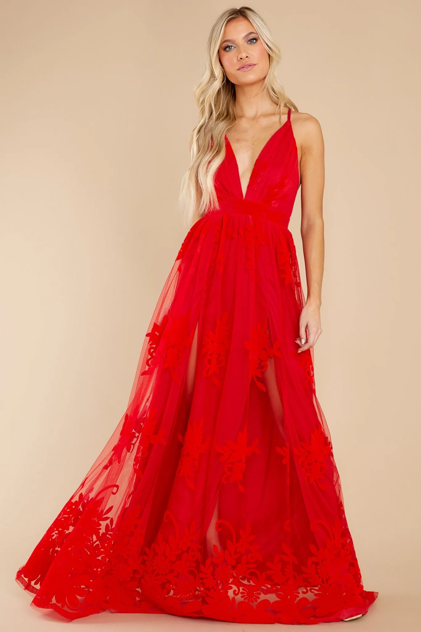 In Any Event Red Maxi Dress