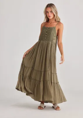 Inhale Dress -  Olive Dobby