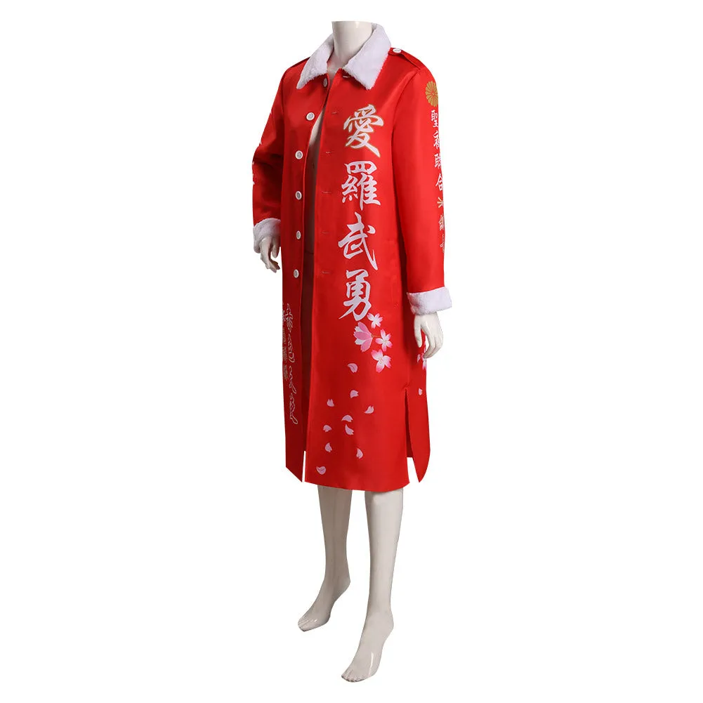 Japanese Bosozoku Kimono Cosplay Costume Christmas Red Coat Outfits Halloween Carnival Suit