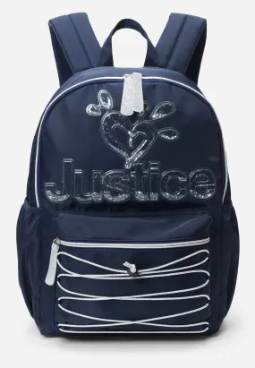 Justice Logo Crisscross Bungee Cord Backpack